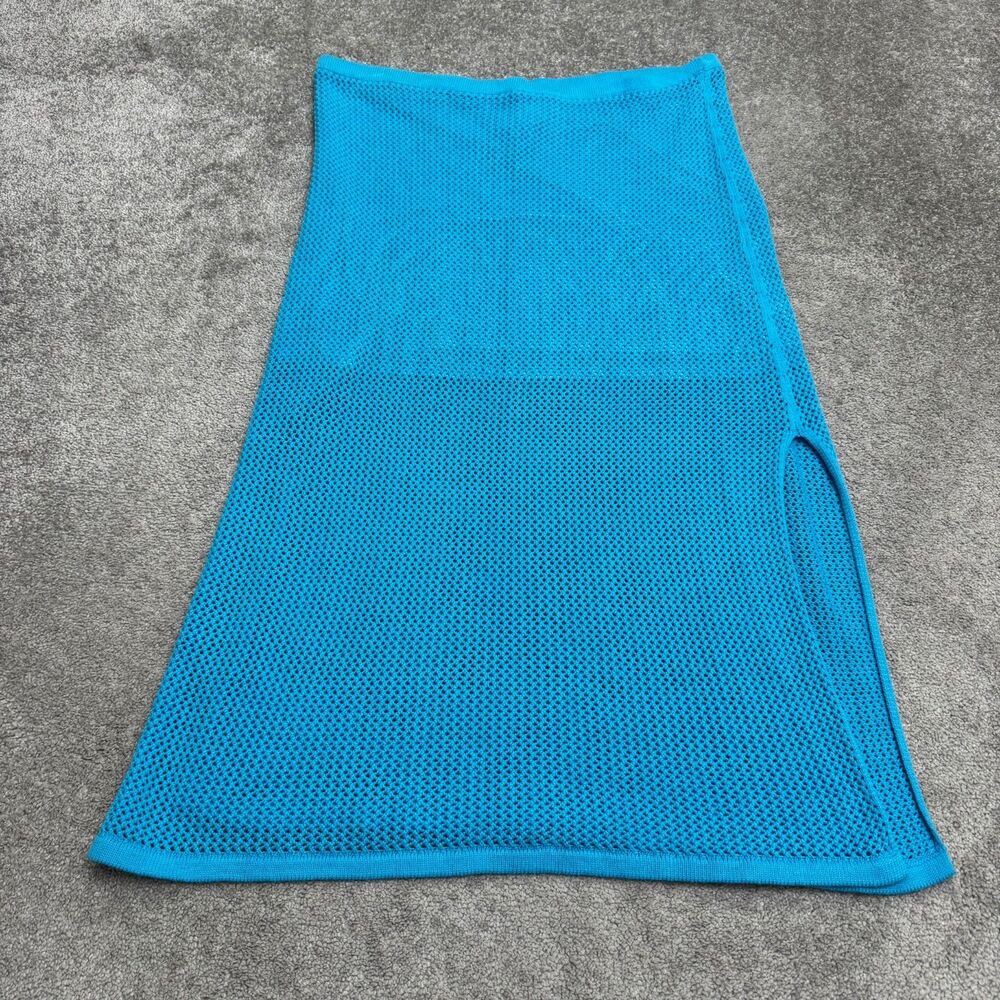 The Drop Halle Ocean Blue Crochet Swimwear Cover-Up Midi Skirt Women 2X Slit NWT